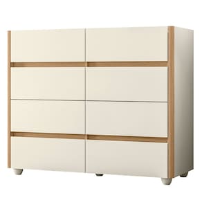 Cômoda Para Quarto 8 Gavetas 120cm Lynd A02 Off/Freijó - Mpozenato