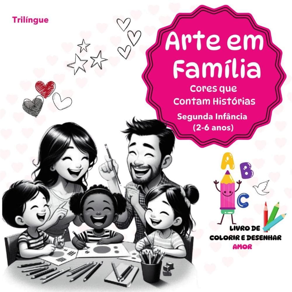 Arte em Familia:Livro trilingue de colorir e desenhar: Terceira Infância (612 Anos) Diversidade, Equidade, Inclusão E Cores