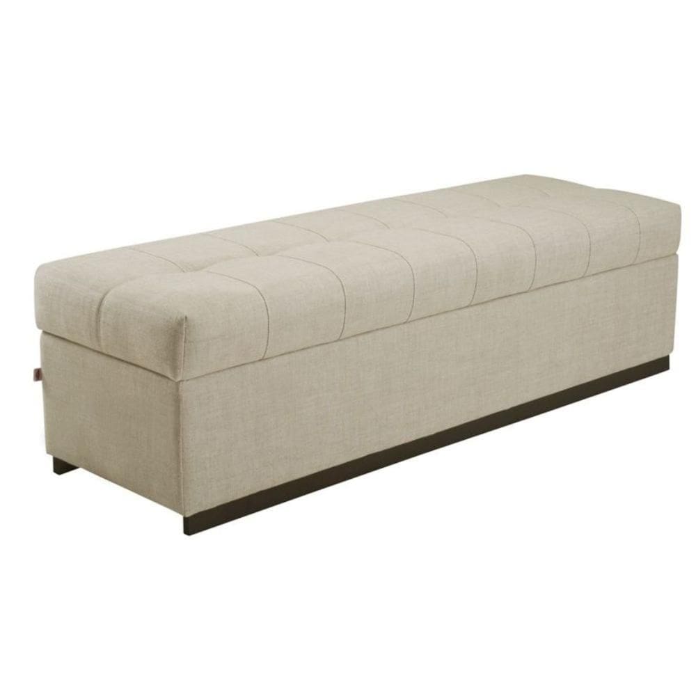 Baú Recamier Gomado Herval MH-3724 160 cm (largura) Madeira Eucalipto Estofado Bege Base Imbuia