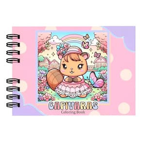 Livrinho para Colorir Capivaras Cute Capa Dura Cor Rosa