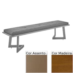 Banco MH-5347 Herval 155 cm Madeira Amêndoa Assento Estofado Marrom A