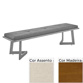 Banco MH-5347 Herval 155 cm Madeira Amêndoa Assento Estofado Bege C