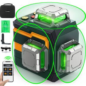 Nível de laser CIGMAN CM-S01 3x360° com controle remoto e aplicativo verde