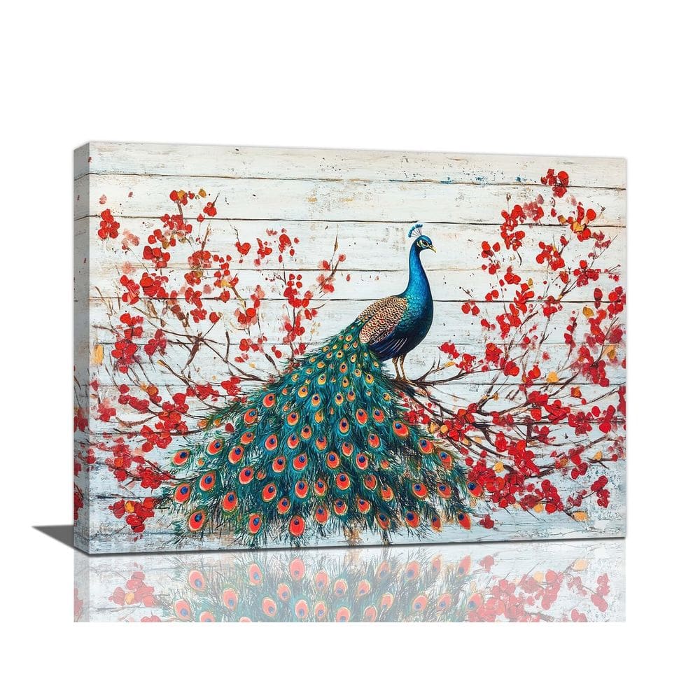 Arte de parede em tela Rustic Peacock Blue Peacock 40x30cm