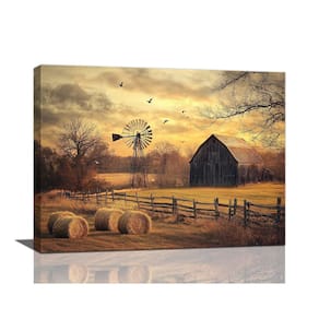 Impressão em tela Farmhouse Wall Art Rustic Old Barn Windmill 40x30cm