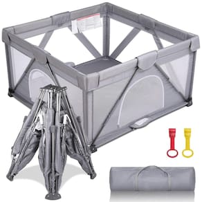 Cercadinho para bebês GENTEACO Dobrável Extra Grande Cinza 50x50cm