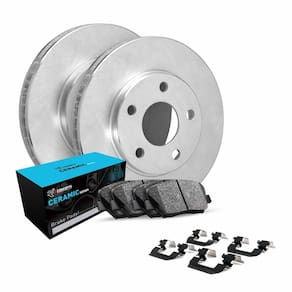 Kit de freio traseiro R1 Concepts com pastilhas e rotores de cerâmica WFWH1-74090