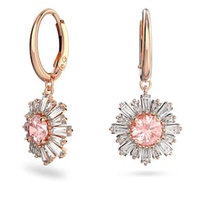 Brincos Swarovski Sunshine Drop Hoop com cristal rosa