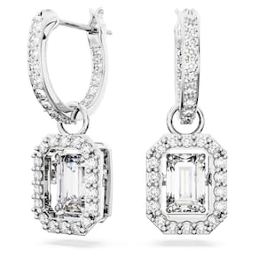 Brincos Swarovski Una Drop Octagon Violeta/Cristais Transparentes