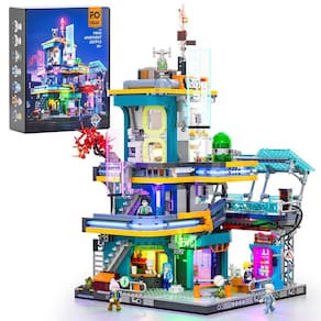 Conjunto de tijolos de construção FUNWHOLE Cyberpunk Mansion Lighting 2524 unidades