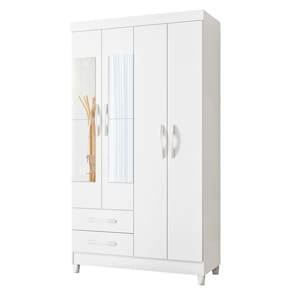 Guarda Roupa Solteiro 103cm com Espelho Dony Flex A02 Branco - Mpozenato