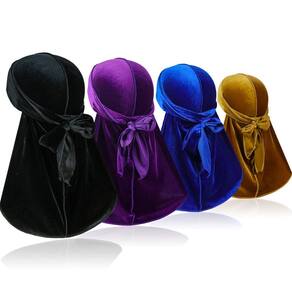 Veludo Durag Oumrote para homens de 360 ondas com cauda longa, 4 peças