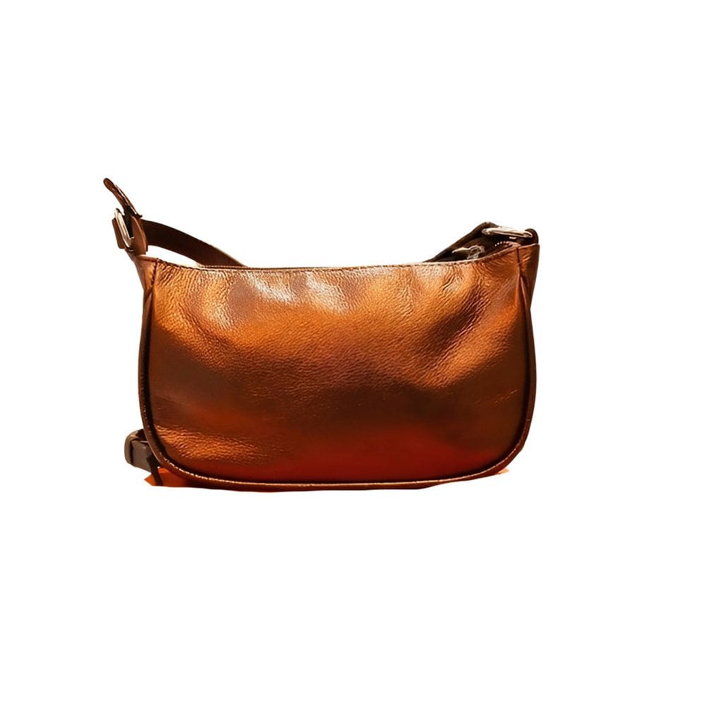 Bolsa Transversal Couro autêntico Modelo Emily, Cobre Metálico