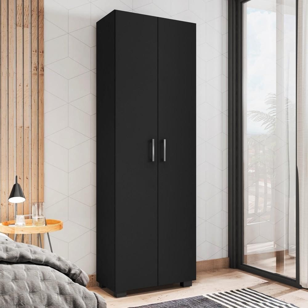 Estante para Decoração com 2 Portas Curitiba Preto