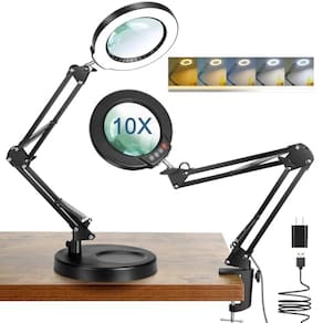 Lupa Coyeth 10X com lâmpada LED de luz e suporte
