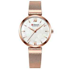 Relógio Minimalista Feminino Quartzo Pulseira Em Aço Design Elegante Casual Dourado Rose