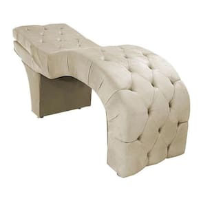 Maca Estética Estofada Reclinável Ergonômica Veludo Camila Bege