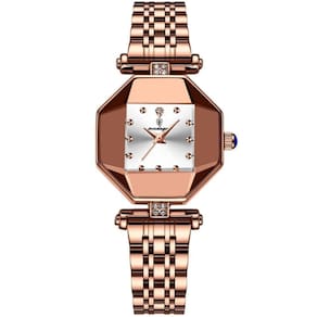 Relógio Feminino De Quartzo Casual Design Criativo Em Aço Inoxidável à Prova D´agua Branco Dourado