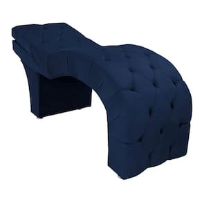 Maca Estética Estofada Reclinável Ergonômica Suede Camila Azul Marinho