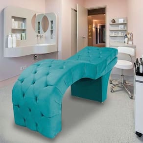 Maca Estética Estofada Reclinável Ergonômica Suede Vanessa Azul Turquesa