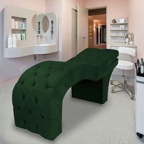 Maca Estética Estofada Reclinável Ergonômica Veludo Vanessa Verde