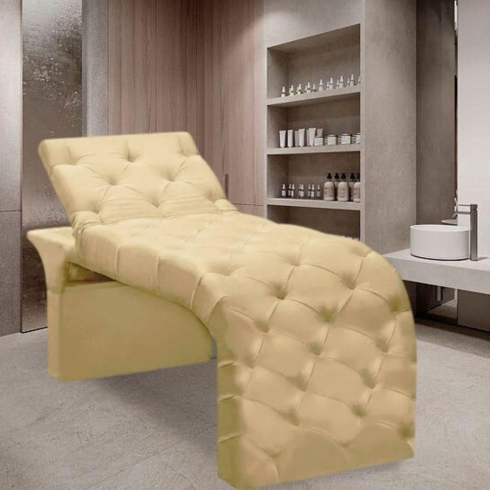 Maca Estofada Estética Cílios Regulável Spa Veludo Eloísa Bege
