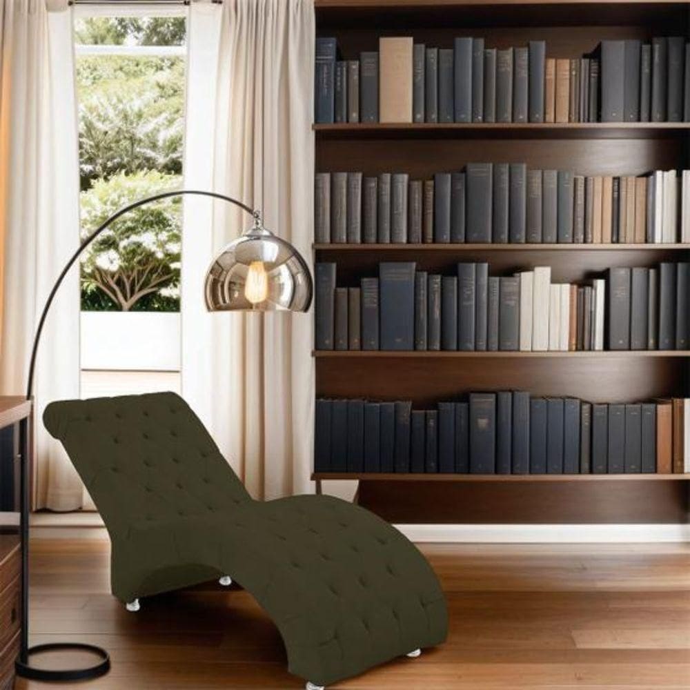 Recamier Divã Espreguiçadeira Para Sala Cliníca Elisa Veludo Marrom