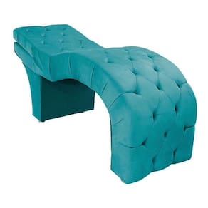 Maca Estética Estofada Reclinável Ergonômica Veludo Camila Azul Turquesa
