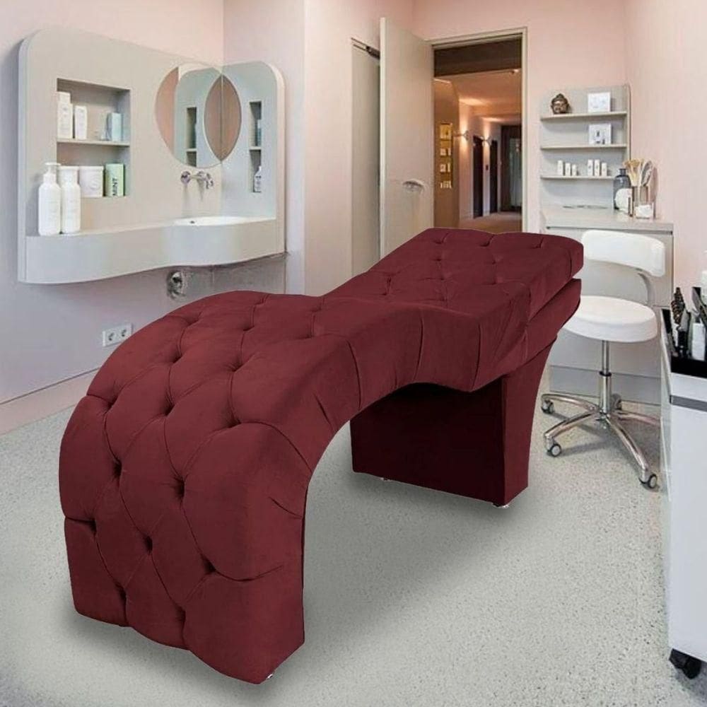 Maca Estética Estofada Reclinável Ergonômica Veludo Vanessa Bordô