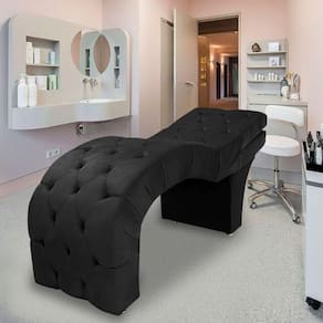 Maca Estética Estofada Reclinável Ergonômica Suede Vanessa Preto