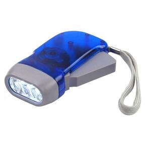 Mini Lanterna Dinamo Pressão Gerador Manual Iluminação 3 Led Sem Uso De Bateria Cor:azul
