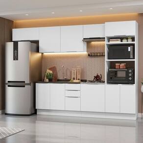 Armário De Cozinha Completa 330cm Stella Madesa 05 Branco
