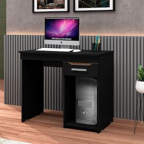 Mesa De Escritório Home Office Quenia 90cm Com 1 Gaveta - Preto