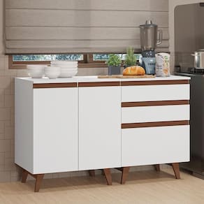 Kit Com Dois Balcões De Cozinha 2 Portas 3 Gavetas Madesa