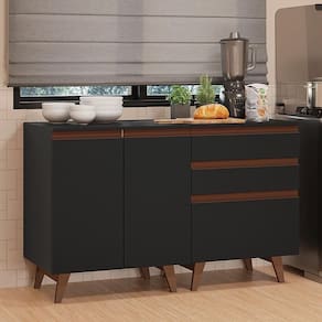 Kit Com Dois Balcões De Cozinha 2 Portas 3 Gavetas Madesa