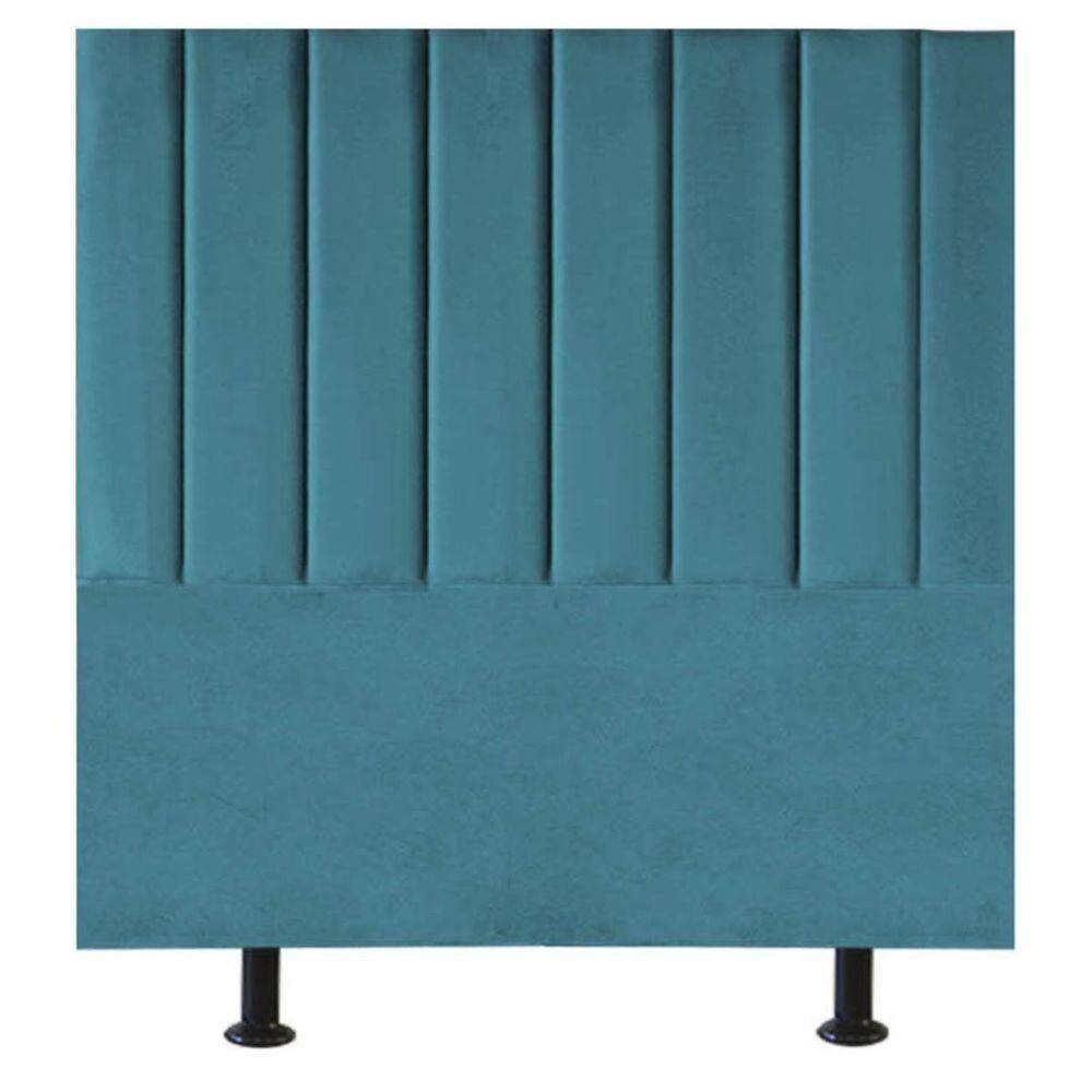 Cabeceira Estofada Cama Box King 195 Cm Alice Suede Azul Turquesa