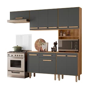 Cozinha Com Balcão Lemon Com 10 Portas E 1 Gaveta 222 Cm