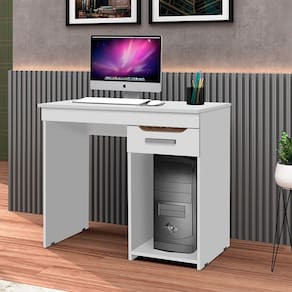 Mesa Escrivaninha Para Home Office Quenia Com 1 Gaveta - Branco