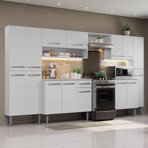 Armário De Cozinha Completa 325cm Emilly Madesa 01 Branco