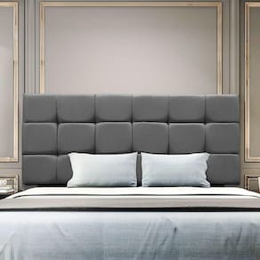 Cabeceira Estofada Cama Box Casal 140 Cm Ananda Suede Cinza