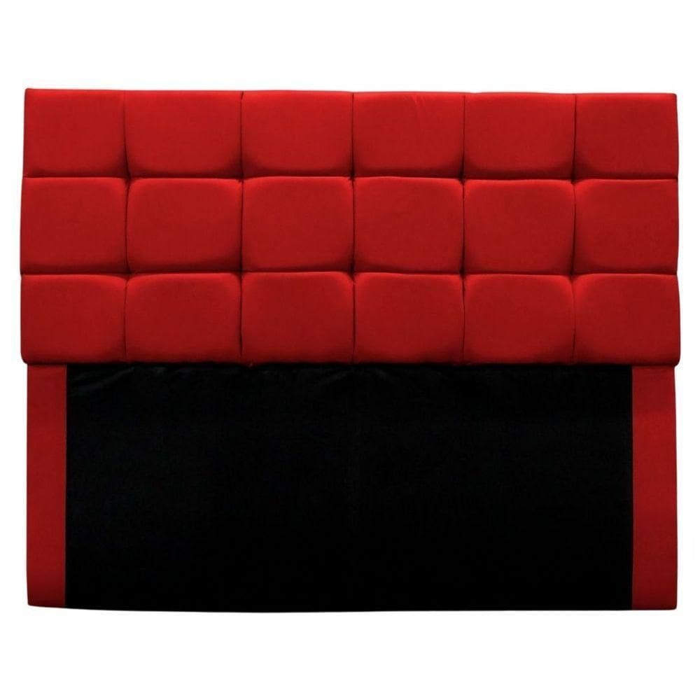 Cabeceira Estofada Cama Box Casal 140 Cm Clara Suede Vermelho