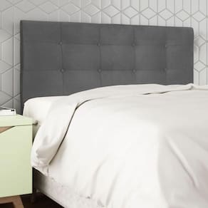 Cabeceira Estofada Cama Box Casal 140 Cm Cancún Suede Cinza