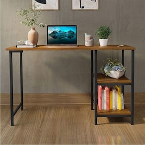 Escrivaninha Mesa Office Estudo Estilo Industrial 110cm Klm Preto/imbuia