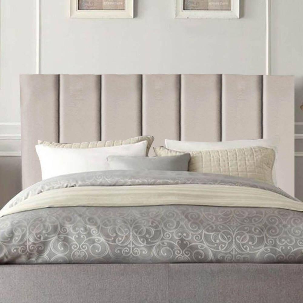 Cabeceira Estofada Cama Box King 195 Cm Laura Suede Bege
