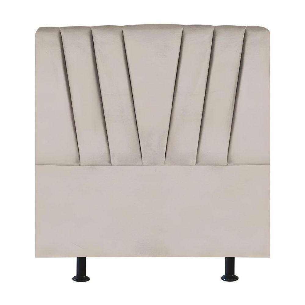 Cabeceira Estofada Cama Box Solteiro 90 Cm Louise Linho Bege