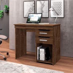 Mesa Escrivaninha Veneza Para Escritorio Com 2 Gavetas - Imbuia