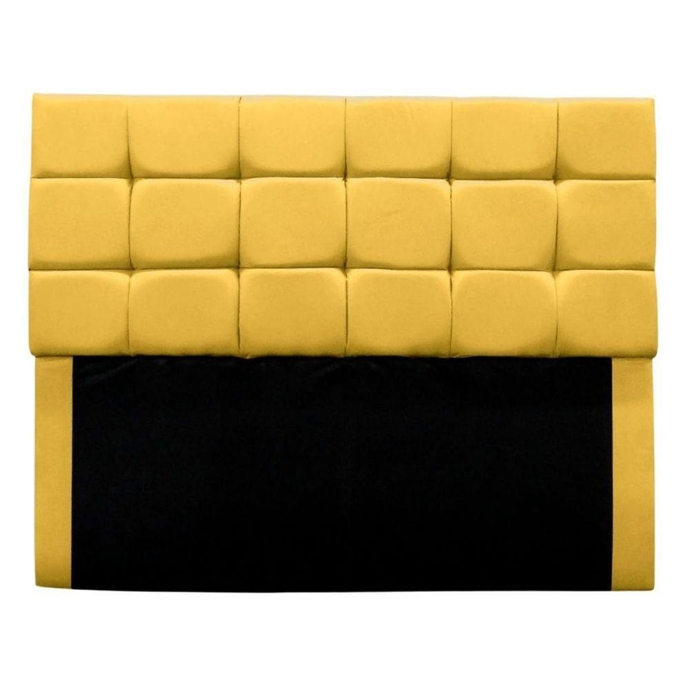 Cabeceira Cama Box Estofada Solteiro 90 Cm Clara Suede Amarelo