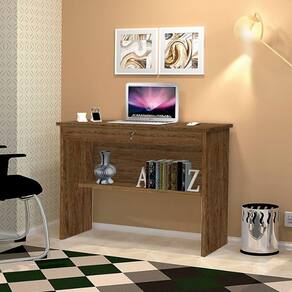 Mesa Computador Escrivaninha 1 Gaveta Com Chave Orquídea Office 90 Cm - Imbuia