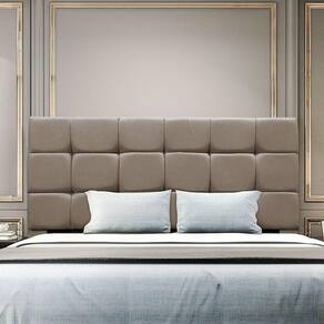 Cabeceira Cama Box Estofada King 195 Cm Gabriela Suede Bege Escuro