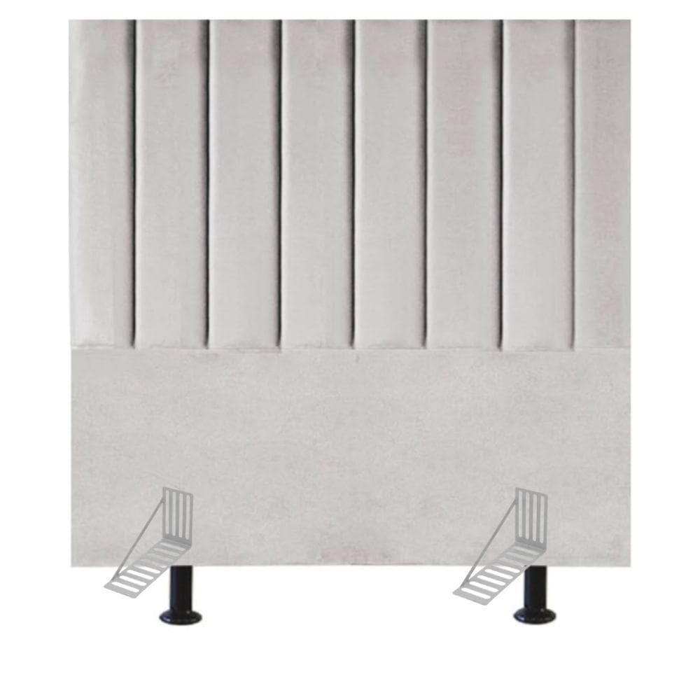 Cabeceira Estofada Cama Casal 140 Cm Lídia Veludo E Frame Cinza Claro